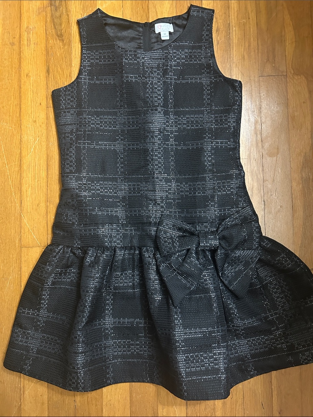 The Children's Place Black Plaid Bow Party Dress size 14